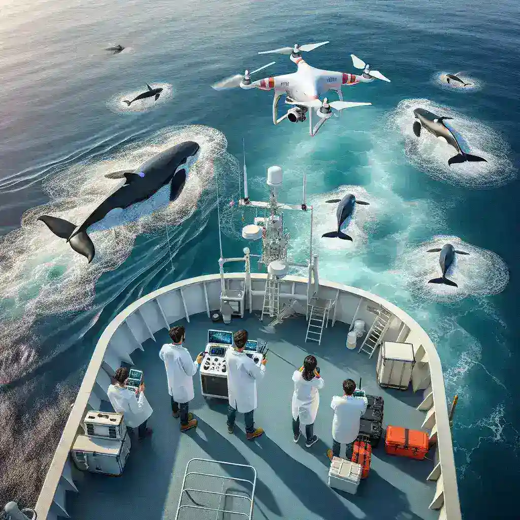 Pesquisadores usam drones para estudar baleias em mar aberto